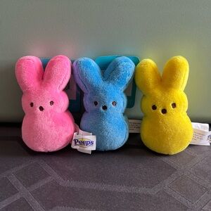 Peeps Plush Bunny Trio - Pink, Blue, Yellow